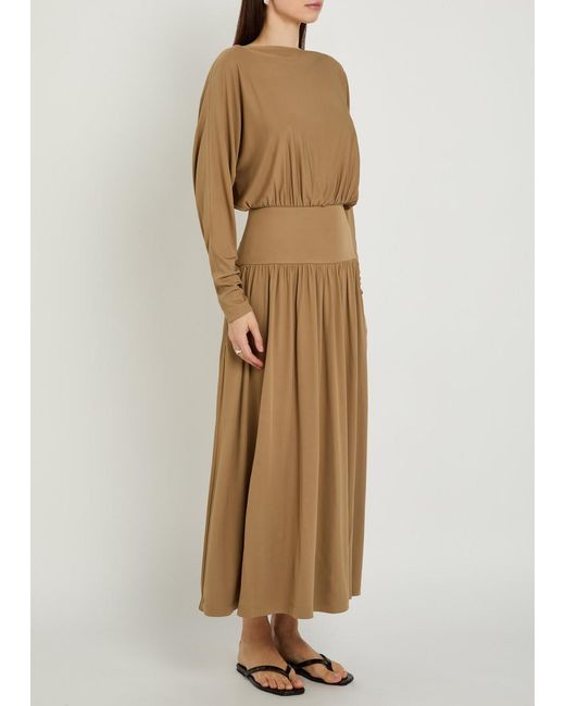 Totême Natural Gathered Crepe-Jersey Midi Dress