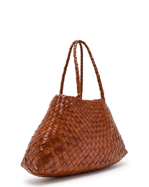 Dragon Diffusion Brown Santa Croce Big Woven Leather Tote Bag