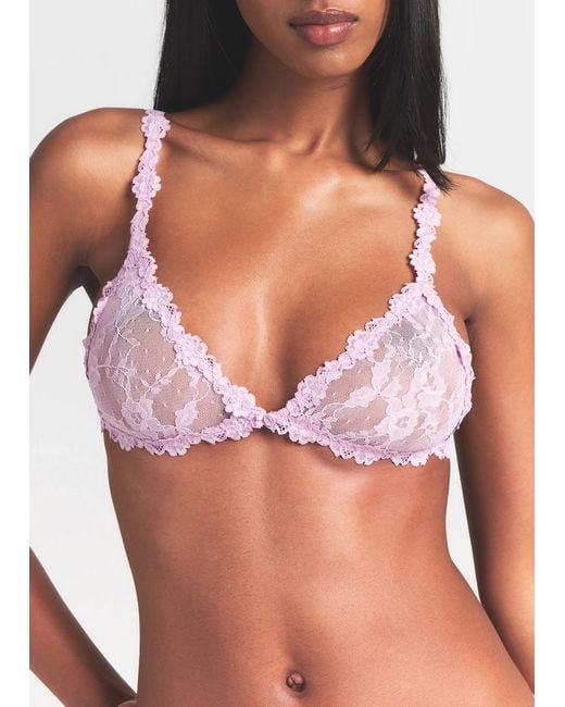 Skims Pink Stretch-Lace Triangle Bralette