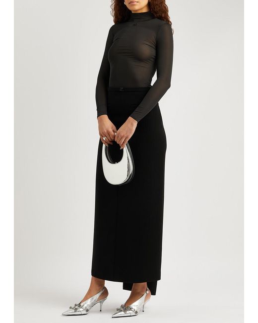 Courreges Black Sheer Stretch-jersey Top
