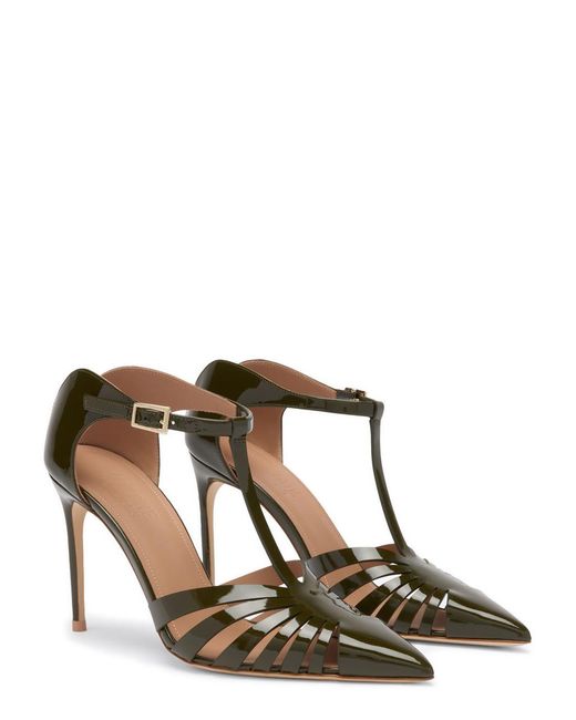 Malone Souliers Green Jennifer 90 Patent Heeled Mules