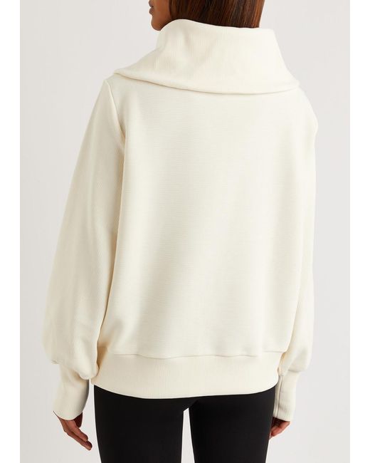 Varley White Vine Ribbed Stretch-Cotton Half-Zip Sweatshirt
