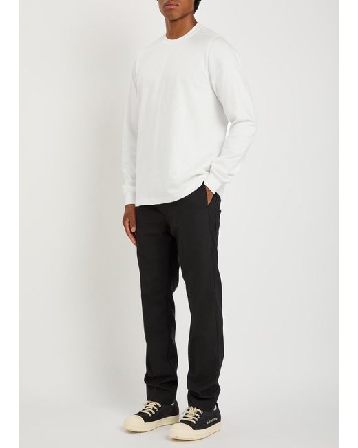 Rick Owens White Long-Sleeve Cotton T-Shirt for men