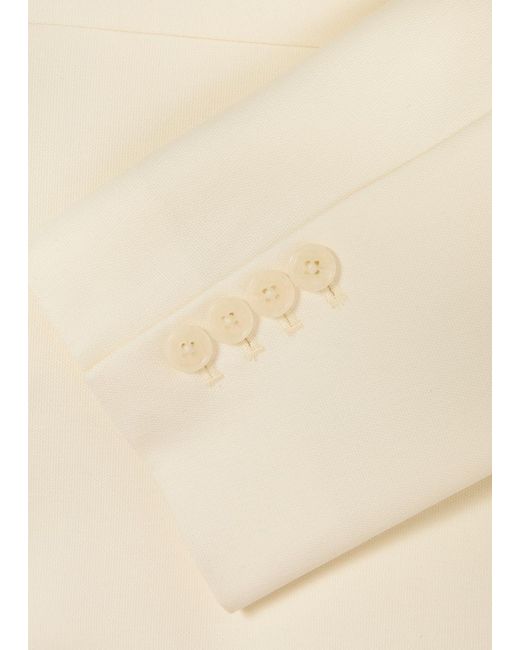 Anine Bing Natural Tiphaine Double-Breasted Woven Blazer