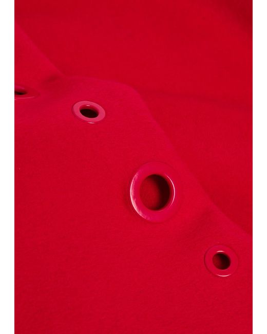 MAX&Co. Red Eyelet-Embellished Wool Bomber Jacket