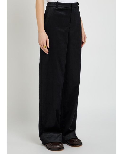 Vince Blue Straight-Leg Velvet Corduroy Trousers