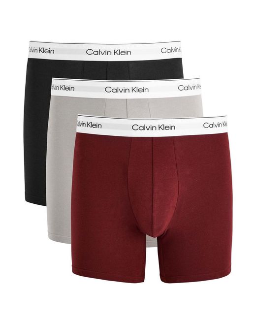 Calvin Klein Red Modern Stretch-Cotton Boxer Briefs for men