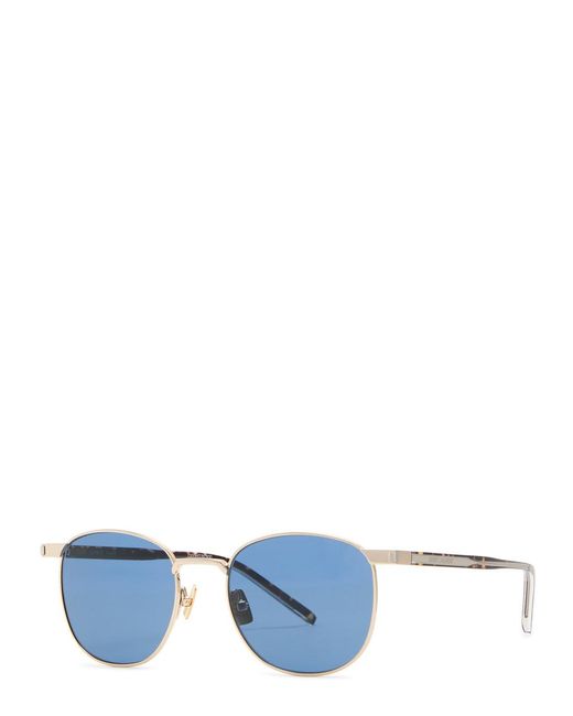 Saint Laurent Green Round-Frame Resin Sunglasses for men