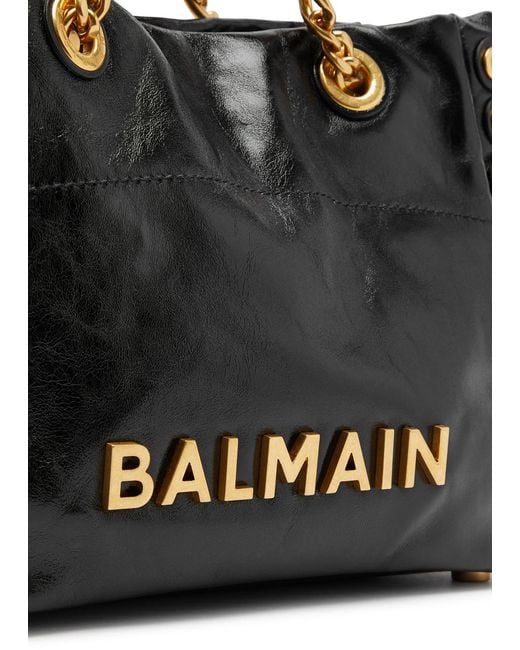 Balmain Black 1945 Soft Small Leather Tote