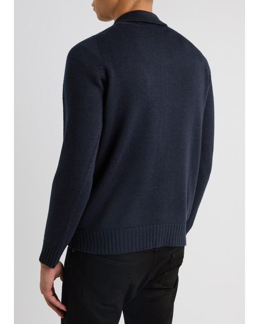 john smedlley crew neck cardigan navy John Smedley Denver Extra