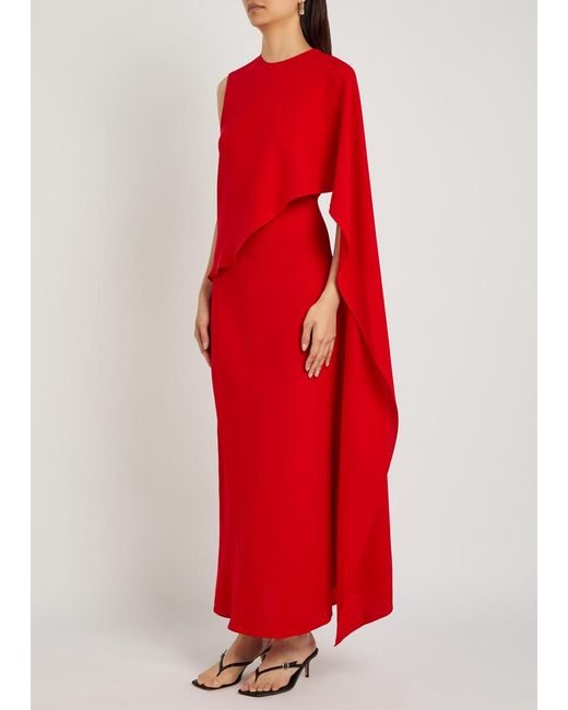 Heirlome Red Clementine Draped Silk Maxi Dress