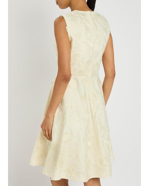 Moncler Natural Floral-Jacquard Cotton-Twill Mini Dress