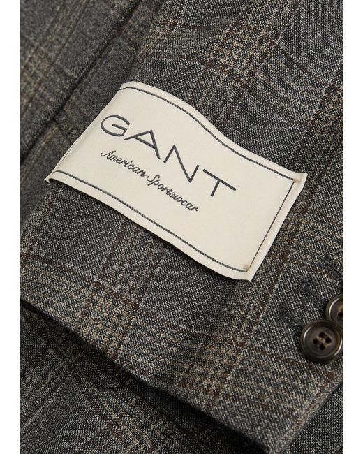 Gant Gray Checked Wool Blazer for men
