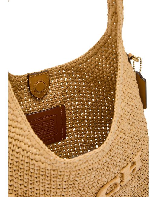 COACH Brown Brooklyn 28 Raffia Shoulder Bag
