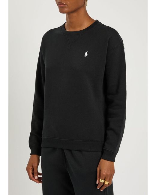 Polo Ralph Lauren Black Logo-Embroidered Cotton-Blend Sweatshirt