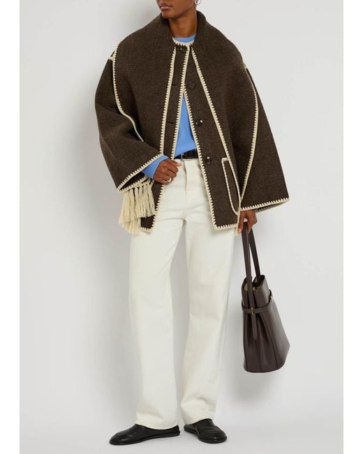 Totême Brown Scarf-Effect Wool-Blend Jacket