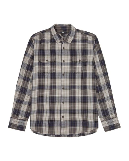 PAIGE Gray Everett Plaid Flannel Shirt for men