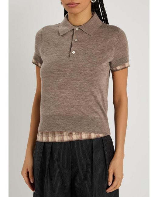 Acne Brown Kalissa Layered Wool Polo Shirt
