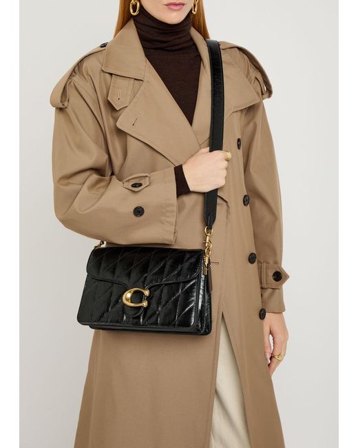 COACH Black Tabby Quilted Glazed Leather Shoulder Bag