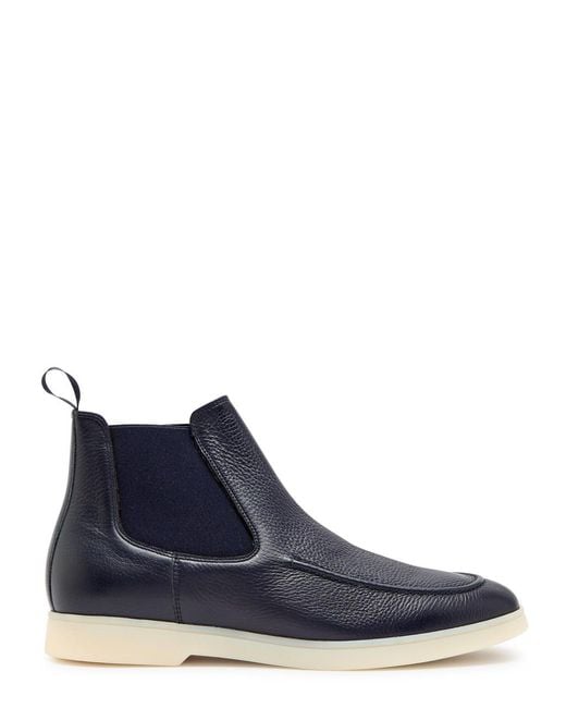 Aurélien Blue City Grained Leather Chelsea Boots for men