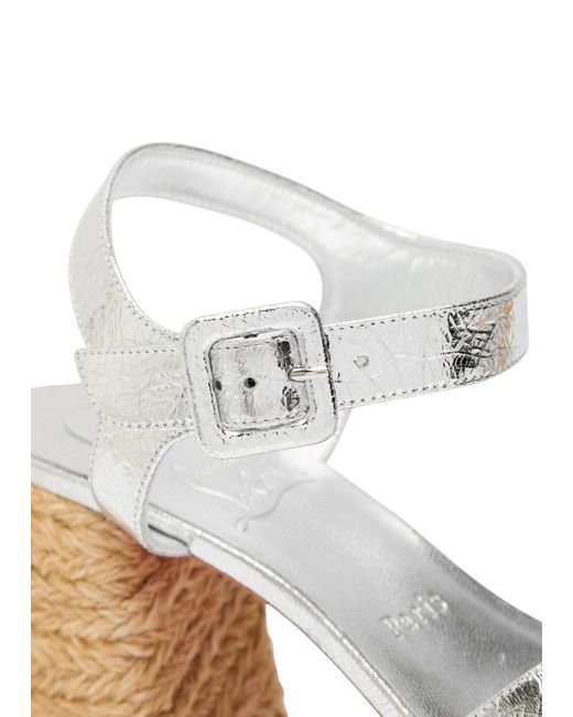 Christian Louboutin White Calakala 85 Metallic Leather Espadrille Sandals