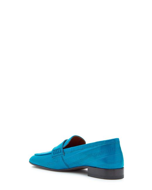 Dries Van Noten Blue Textured Leather Loafers