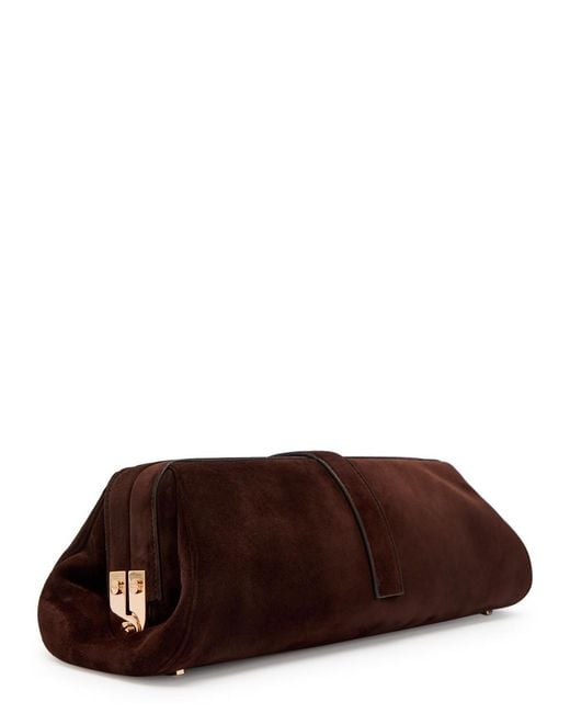 Gabriela Hearst Brown Baguette Suede Clutch Bag