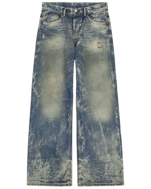 Acne Blue Washed Relaxed Straight-Leg Jeans for men