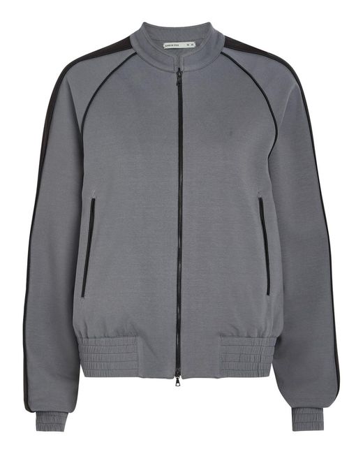 AARON ESH Gray Panelled Jersey Varsity Jacket