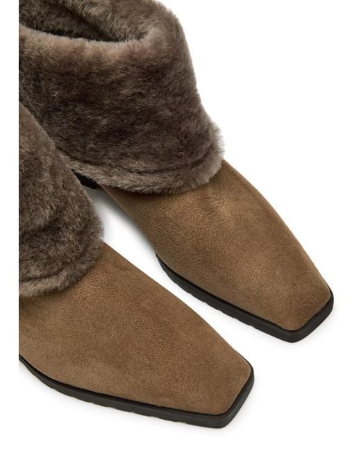 Totême  Brown Shearling-Trimmed Suede Ankle Boots