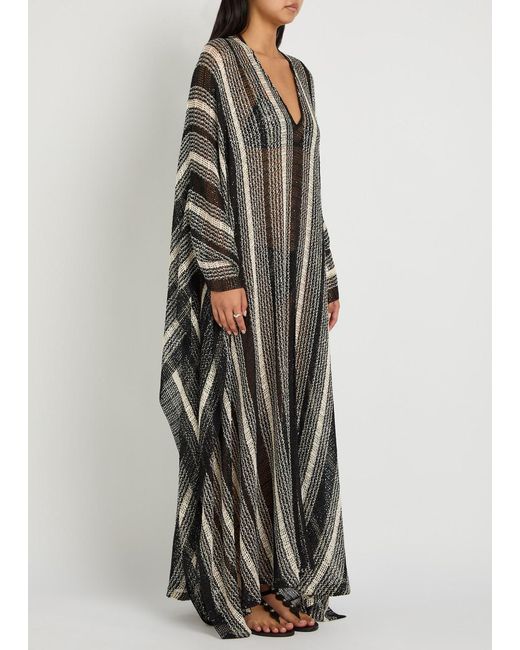 Missoni Gray Striped Open-Knit Kaftan Cover-Up