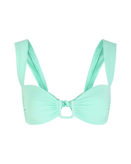 Away That Day Green Cannes Gathered Bikini Top