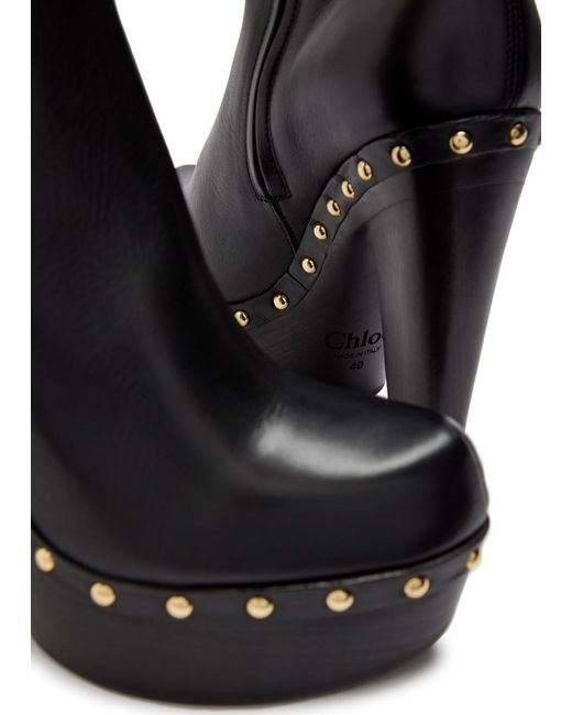 Chloé Black Lola 120 Leather Over-The-Knee Boots