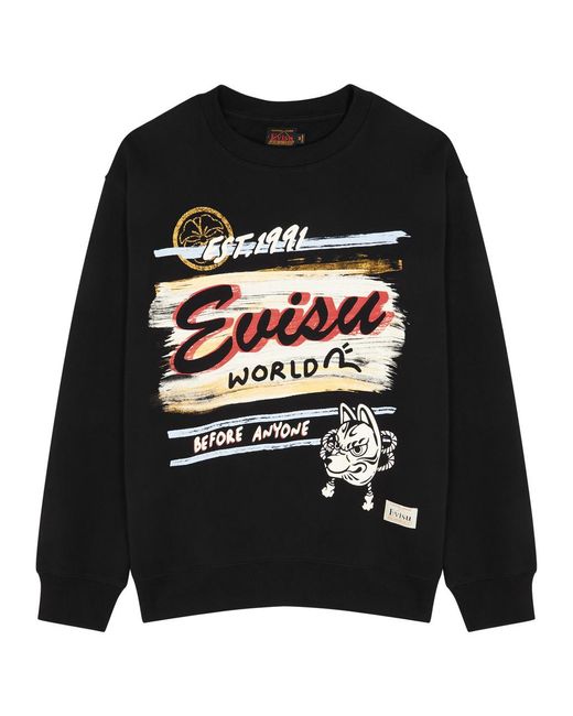 Evisu Black Logo-print Cotton Sweatshirt for men