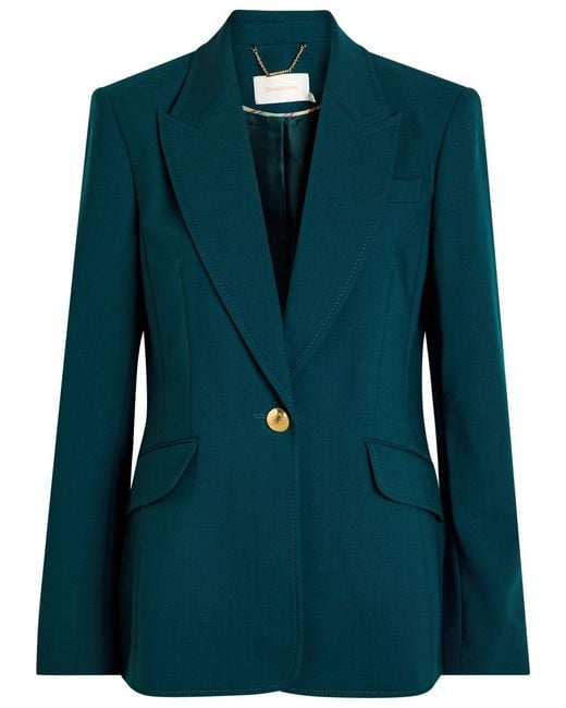 Zimmermann Green Rebellion Stretch-Wool Blazer