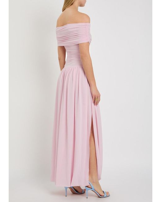 Ronny Kobo Pink Irulan Ruched Stretch-Jersey Maxi Dress