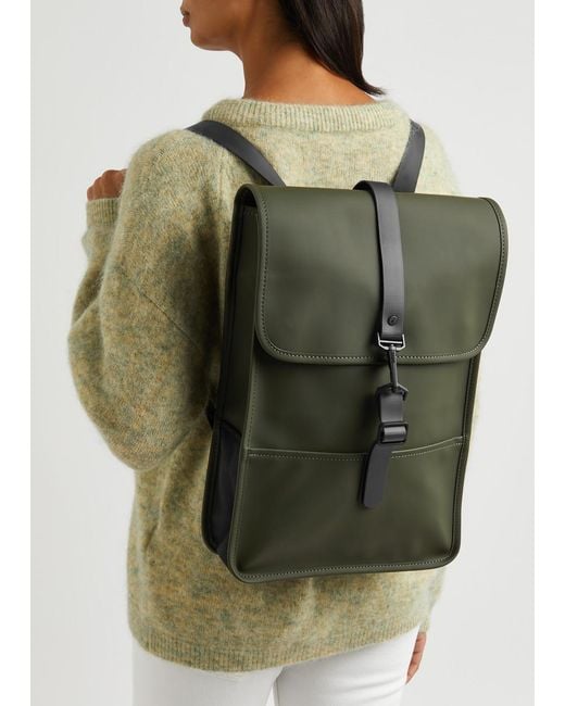 Rains Green Mini Rubberised Backpack