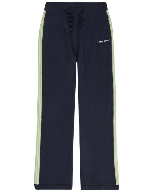 Casablanca Blue Logo-Embroidered Merino Wool Track Trousers for men
