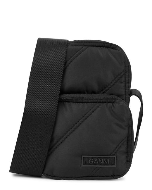 Ganni Black Mini Quilted Nylon Cross-body Pouch