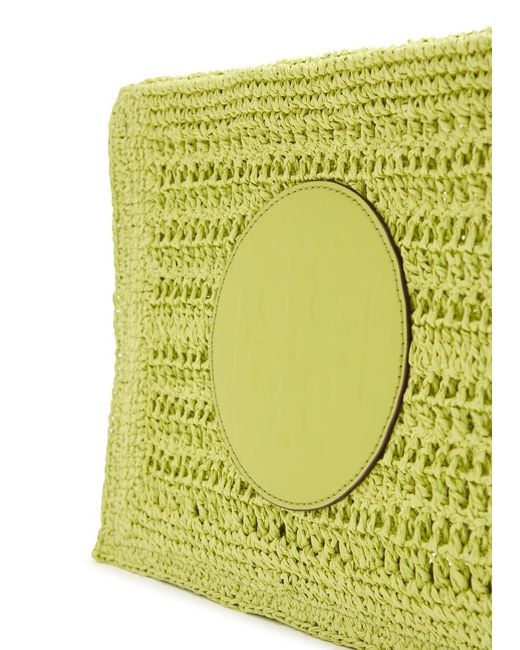 Tory Burch Yellow Ella Raffia Clutch