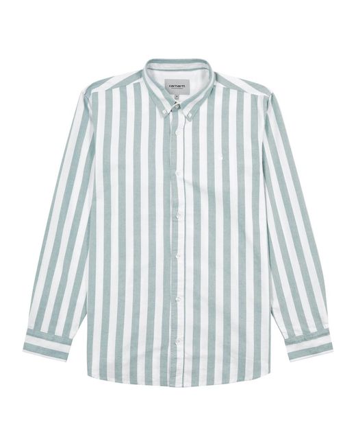 Carhartt White Dillon Striped Cotton Oxford Shirt for men