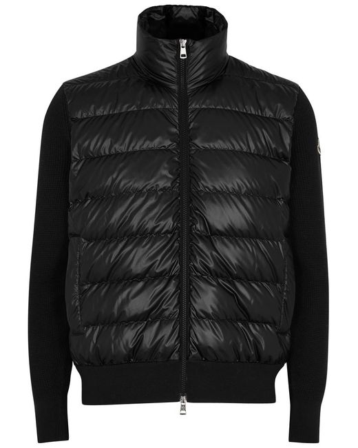Moncler Black Quilted Shell And Wool Jacket for men