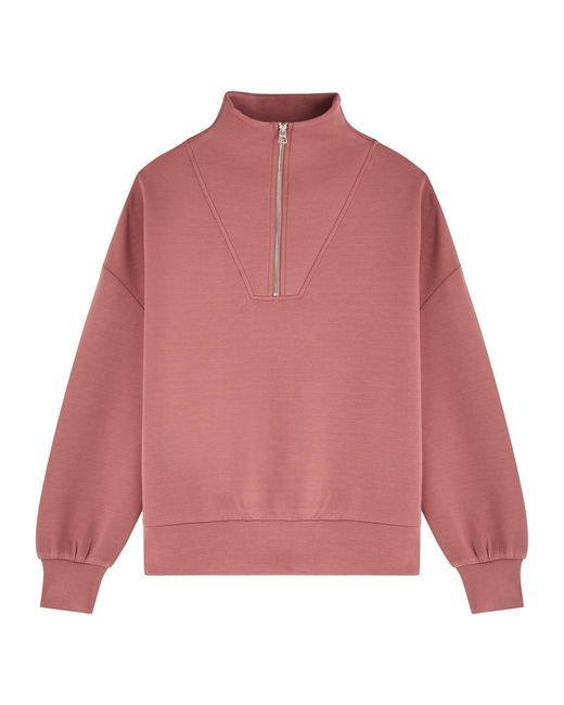 Varley Pink Hawley Half-Zip Stretch-Jersey Sweatshirt