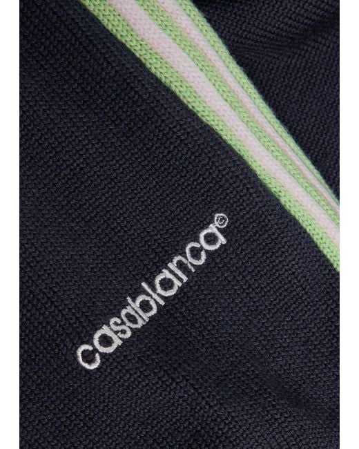 Casablanca Blue Logo-Embroidered Merino Wool Track Trousers for men