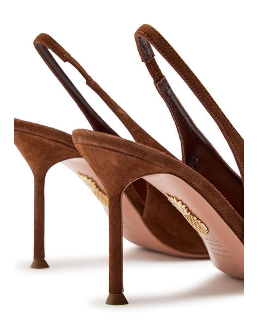 Aquazzura Brown Voltaire 85 Suede Slingback Pumps