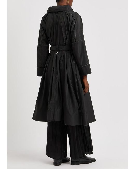High Black Inquisitive Belted Shell Coat