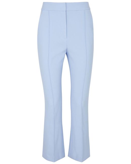 Veronica Beard Blue Tani Cropped Stretch-crepe Trousers
