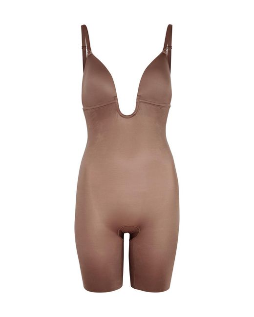 Spanx Brown Suit Your Fancy Open-bust Mid-thigh Bodysuit