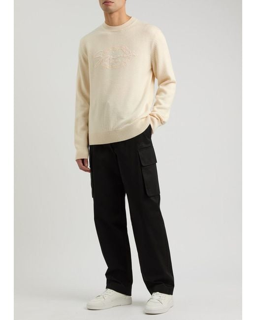 Givenchy Natural Logo-Embroidered Wool Jumper for men