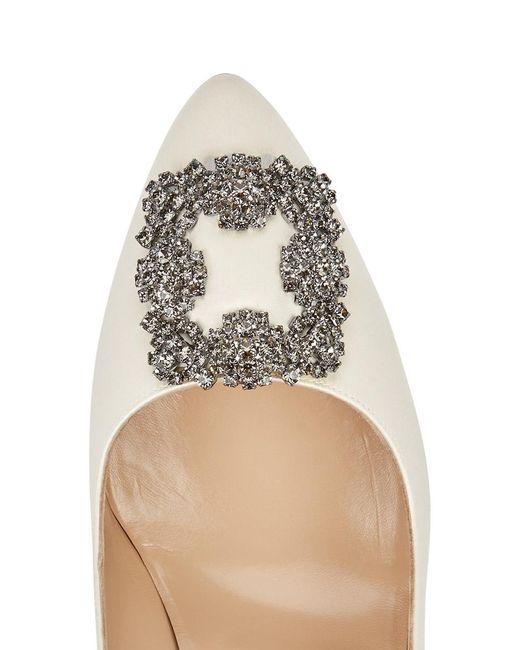 Manolo Blahnik Natural Hangisi 90 Silk-satin Pumps